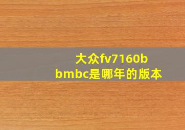 大众fv7160bbmbc是哪年的版本