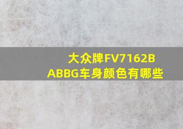 大众牌FV7162BABBG车身颜色有哪些