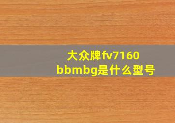 大众牌fv7160bbmbg是什么型号