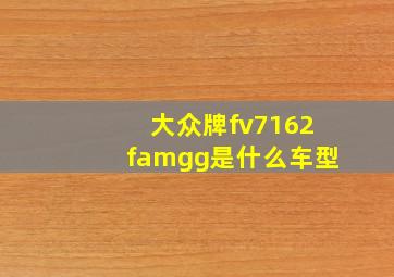 大众牌fv7162famgg是什么车型