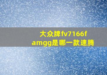 大众牌fv7166famgg是哪一款速腾