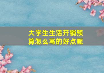 大学生生活开销预算怎么写的好点呢