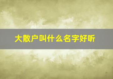 大散户叫什么名字好听