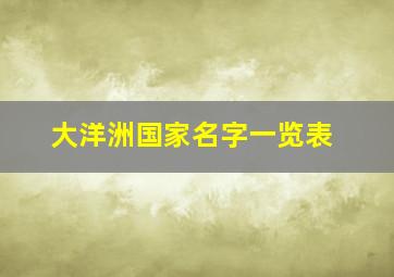 大洋洲国家名字一览表