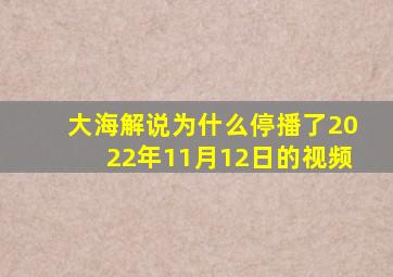 大海解说为什么停播了2022年11月12日的视频