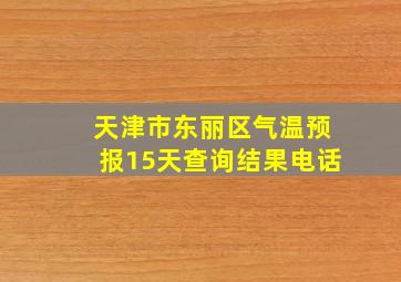 天津市东丽区气温预报15天查询结果电话