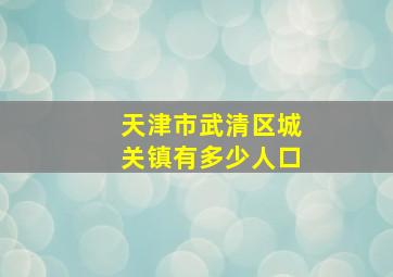 天津市武清区城关镇有多少人口