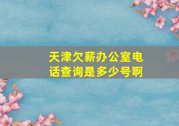 天津欠薪办公室电话查询是多少号啊