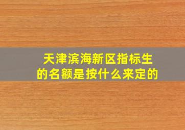 天津滨海新区指标生的名额是按什么来定的