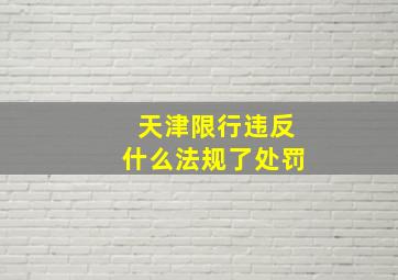 天津限行违反什么法规了处罚