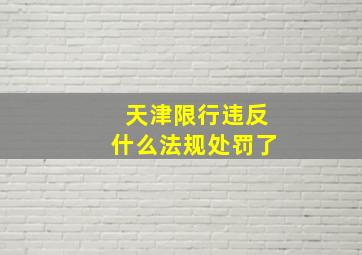 天津限行违反什么法规处罚了