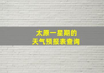 太原一星期的天气预报表查询