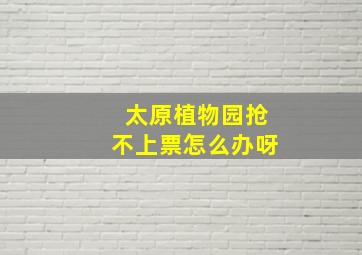 太原植物园抢不上票怎么办呀