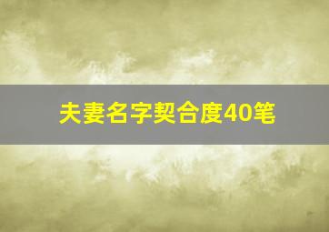 夫妻名字契合度40笔