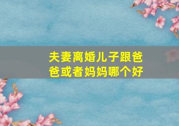 夫妻离婚儿子跟爸爸或者妈妈哪个好