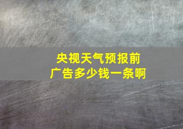 央视天气预报前广告多少钱一条啊