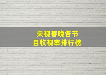 央视春晚各节目收视率排行榜