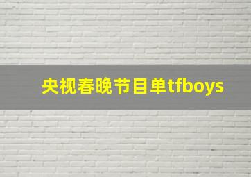 央视春晚节目单tfboys