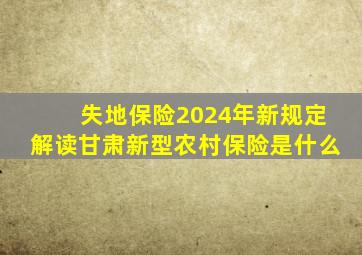 失地保险2024年新规定解读甘肃新型农村保险是什么