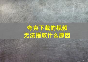 夸克下载的视频无法播放什么原因