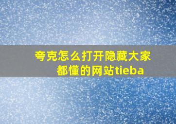 夸克怎么打开隐藏大家都懂的网站tieba