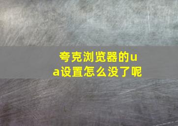 夸克浏览器的ua设置怎么没了呢