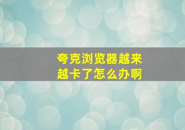 夸克浏览器越来越卡了怎么办啊