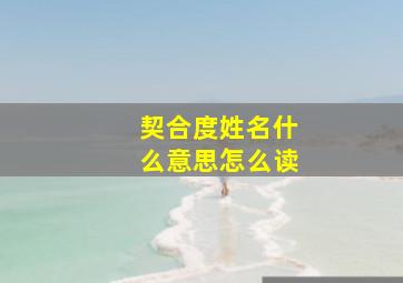 契合度姓名什么意思怎么读