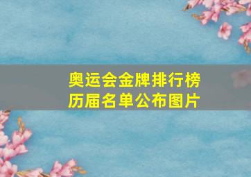 奥运会金牌排行榜历届名单公布图片