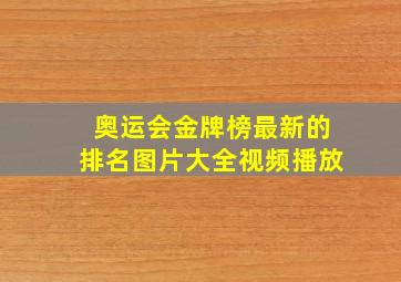 奥运会金牌榜最新的排名图片大全视频播放