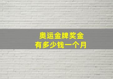 奥运金牌奖金有多少钱一个月