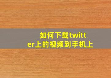 如何下载twitter上的视频到手机上