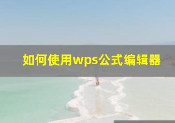 如何使用wps公式编辑器