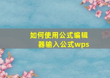 如何使用公式编辑器输入公式wps