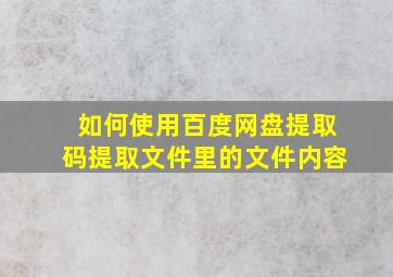 如何使用百度网盘提取码提取文件里的文件内容