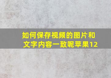 如何保存视频的图片和文字内容一致呢苹果12