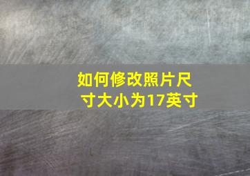 如何修改照片尺寸大小为17英寸