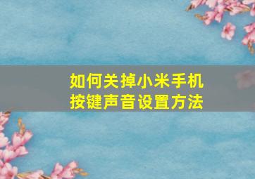 如何关掉小米手机按键声音设置方法