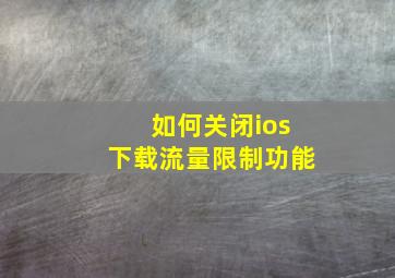 如何关闭ios下载流量限制功能