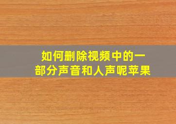 如何删除视频中的一部分声音和人声呢苹果