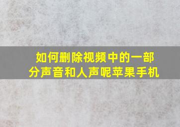 如何删除视频中的一部分声音和人声呢苹果手机