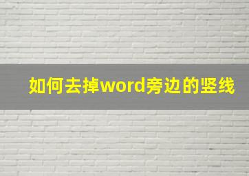 如何去掉word旁边的竖线