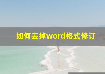 如何去掉word格式修订