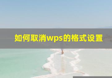 如何取消wps的格式设置