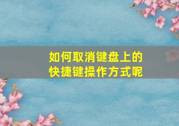 如何取消键盘上的快捷键操作方式呢