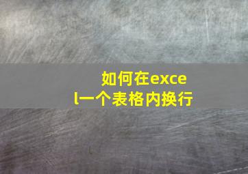 如何在excel一个表格内换行