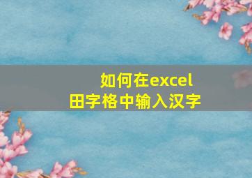 如何在excel田字格中输入汉字