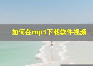 如何在mp3下载软件视频