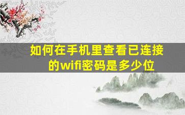 如何在手机里查看已连接的wifi密码是多少位