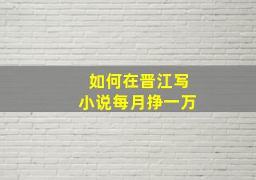 如何在晋江写小说每月挣一万